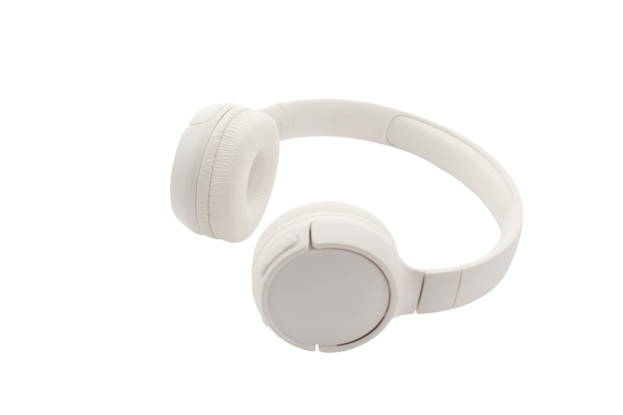White wireless headphones